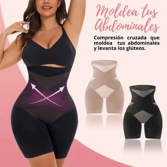 Nueva Faja Modeladora de Cintura Alta Compresión cruzada que moldea tus abdominales y levanta los glúteos