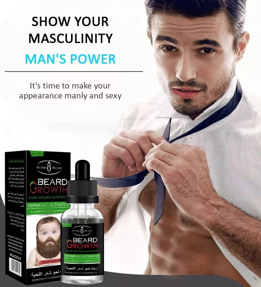 Kit barba fuerte 💪 Sérum para el crecimiento de barba + REGALO (Champú y Balm hidratante)