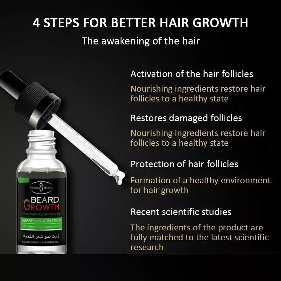 Kit barba fuerte 💪 Sérum para el crecimiento de barba + REGALO (Champú y Balm hidratante)